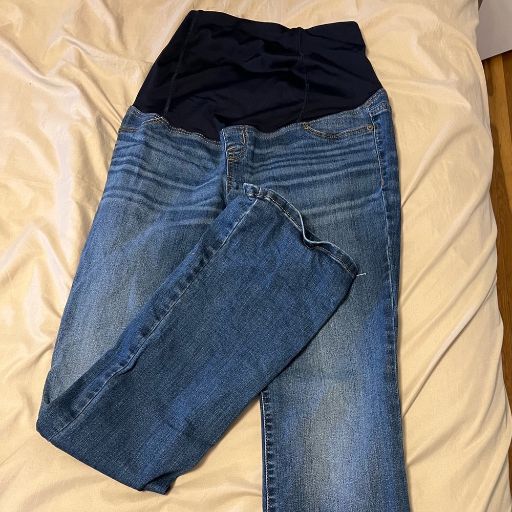 Maternity boot cut jeans.